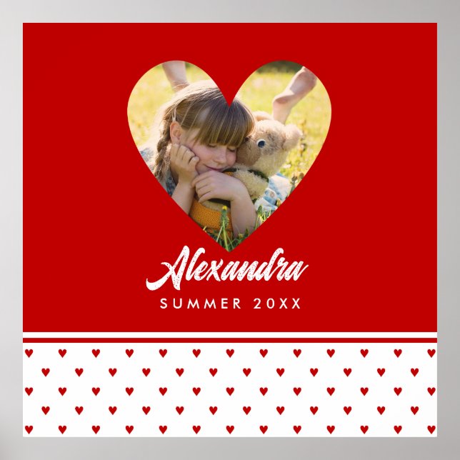 Póster Marco de corazón rojo personalizado para cumpleaño (Frente)