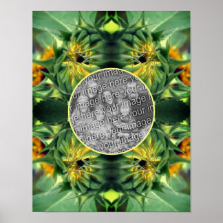Póster Marco de desarrollo de girasol Crea tu propia foto
