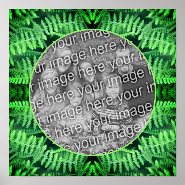 Póster Marco de fermentos verdes de cuero verde crea tu p (Frente)