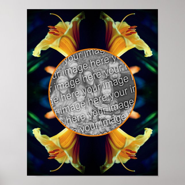 Póster Marco de flor amarillo Lily crea tu propia foto (Frente)