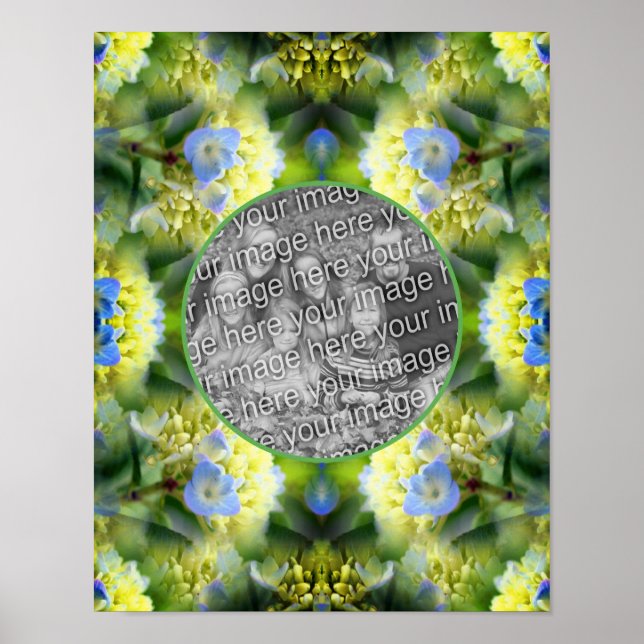 Póster Marco de flor azul Hydrangea Crea tu propia foto (Frente)
