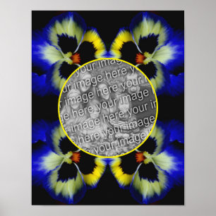 Póster Marco de flor azul Pansy crea tu propia foto