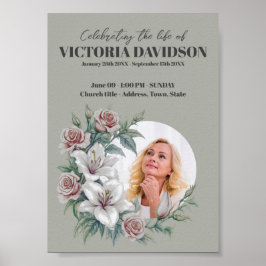 Póster Marco de Flor de Descarga Instantánea Funeral Medi