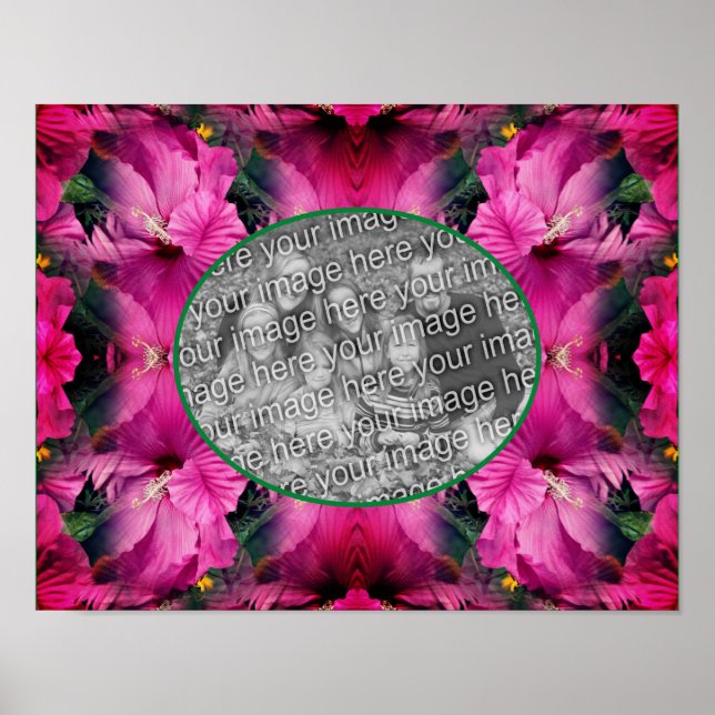 Póster Marco De Flor Rosa Hibiscus Crea Tu Propia Foto (Frente)