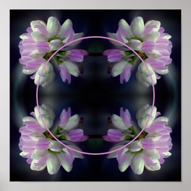 Póster Marco De Flor Rosa Y Blanca Crea Tu Propia Foto (Frente)