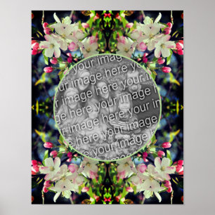 Póster Marco de flores de Apple crea tu propia foto