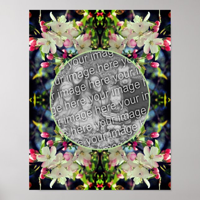 Póster Marco de flores de Apple crea tu propia foto (Frente)