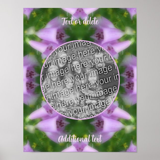 Póster Marco de flores de Foxglove rosadas Crea tu propia (Frente)