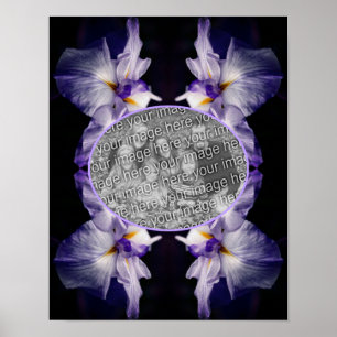 Póster Marco de flores Iris japonés crea tu propia foto