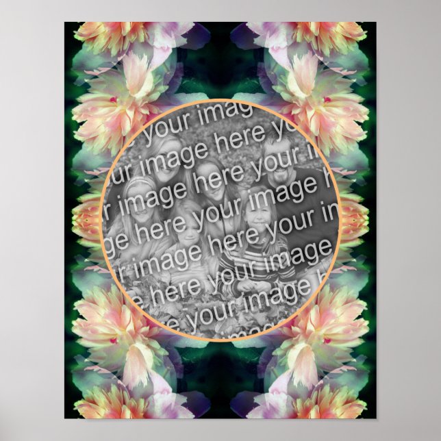Póster Marco de flores rosadas Peony Añadir tu foto (Frente)