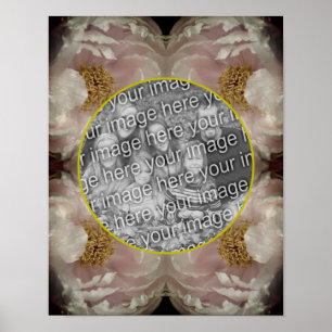 Póster Marco de flores rosadas Peony Crea tu propia foto