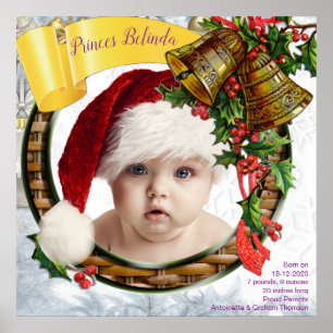 Póster Marco de foto de bebé en Navidad