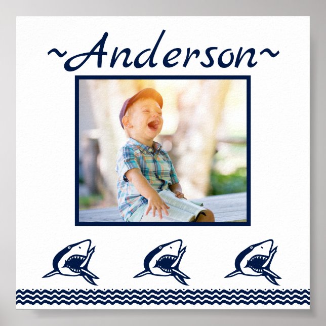 Póster Marco de foto de la Marina Náutica del Tiburón Azu (Frente)