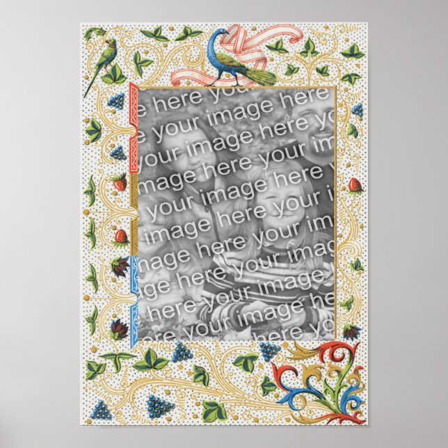 Póster Marco de frutas Peacocks Añadir la foto (Frente)