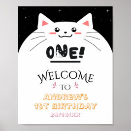 Póster Marco de gato lindo con estrellas brillantes carte