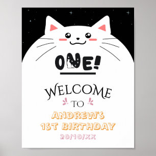Póster Marco de gato lindo con estrellas brillantes carte