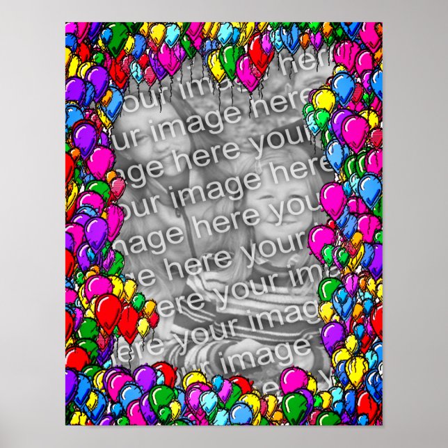 Póster Marco de globos coloridos Añadir tu foto (Frente)