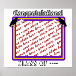Póster Marco de graduación morado y dorado de colores esc