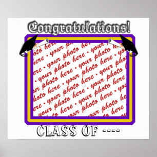 Póster Marco de graduación morado y dorado de colores esc