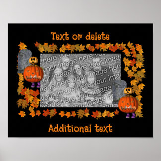 Póster Marco de Halloween del hombre de calabaza Agrega t