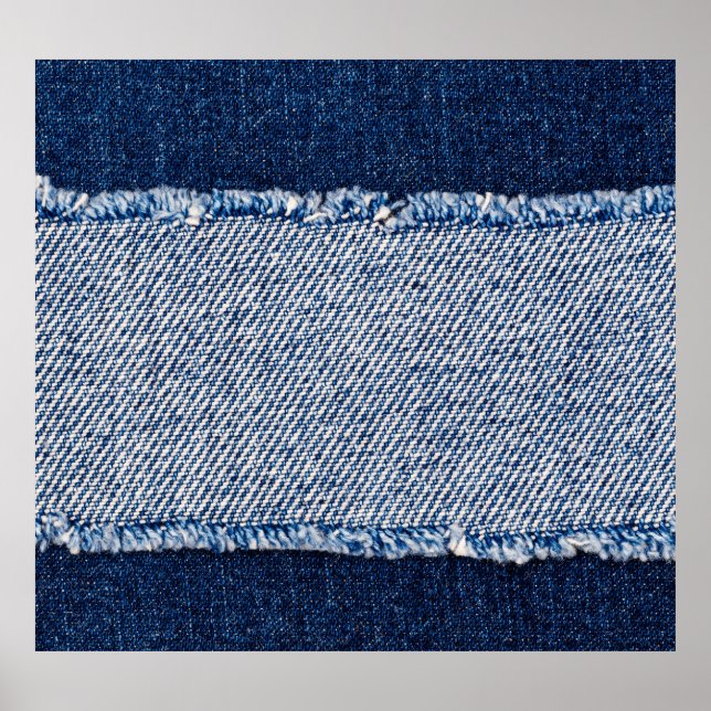 Póster Marco de jeans azules de denim con bordes. (Frente)