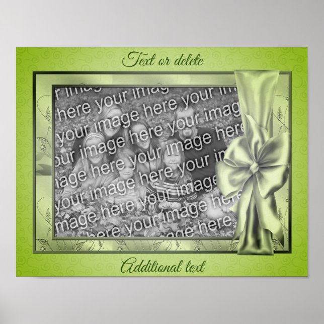 Póster Marco de lazo de raso verde Crea tu propia foto  (Frente)