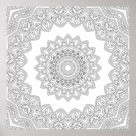 Póster Marco de Mandala Floral en Capas con Centro Abiert