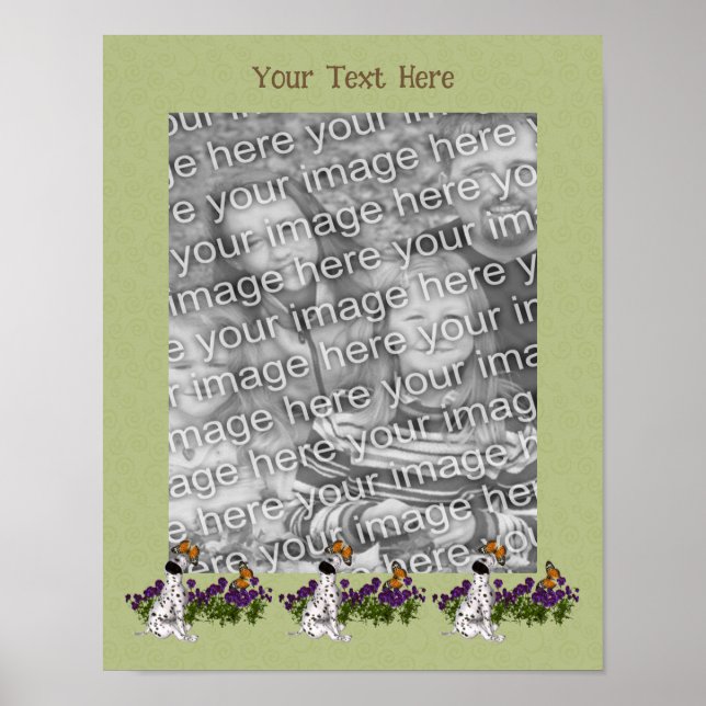 Póster Marco de mariposas dálmatas de cachorro dálmata ag (Frente)