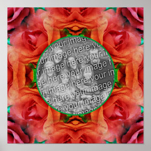 Póster Marco de naturaleza floral de rosa roja Añadir la