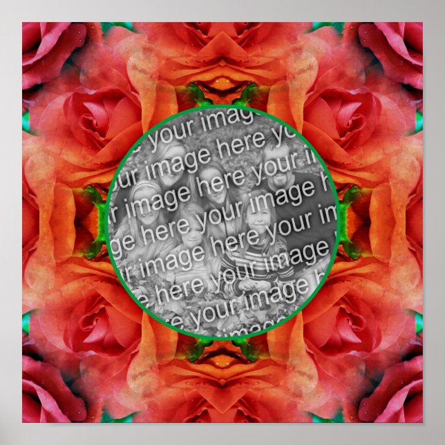 Póster Marco de naturaleza floral de rosa roja Añadir la  (Frente)