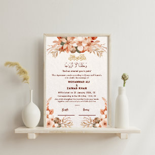 Póster Marco de Nikah de Rosa de Lujo Floral