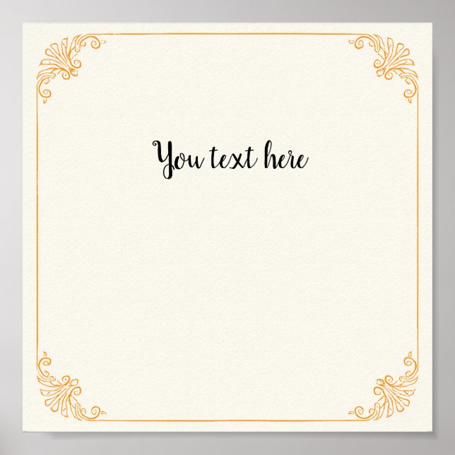 Póster Marco de oro elegante de personalizable en beige v (Frente)