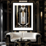 Póster Marco de oro geométrico Art Deco de 1920 blanco ne<br><div class="desc">Moderno Art Deco Marco geométrico de oro blanco negro suelo de los años 20</div>