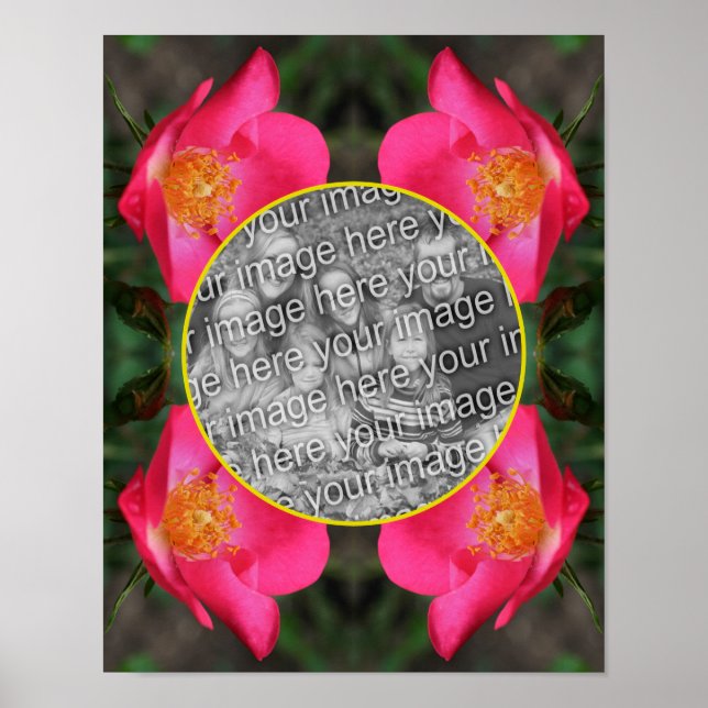 Póster Marco de Pétalos Rosa Rosados Crea Tu Propia Foto (Frente)