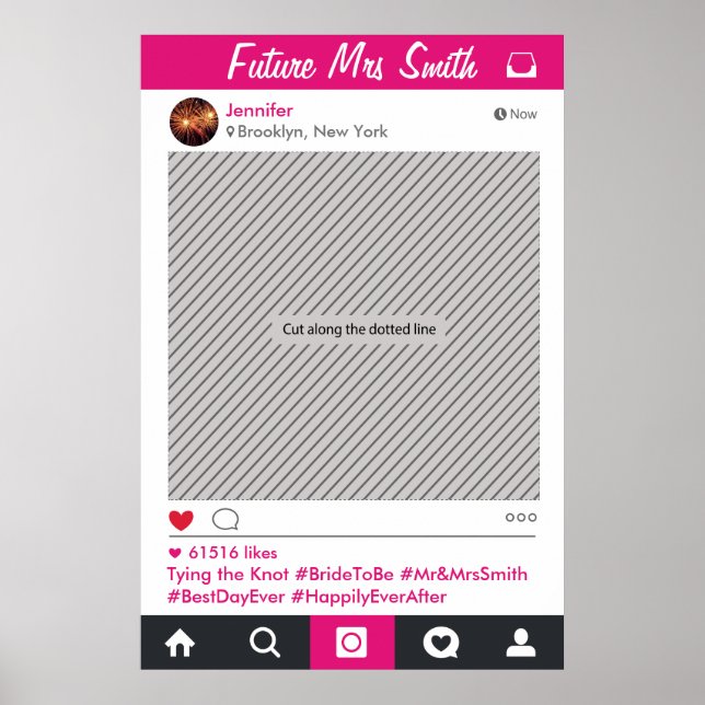 Póster Marco de redes sociales para fiesta Prop de foto (Frente)