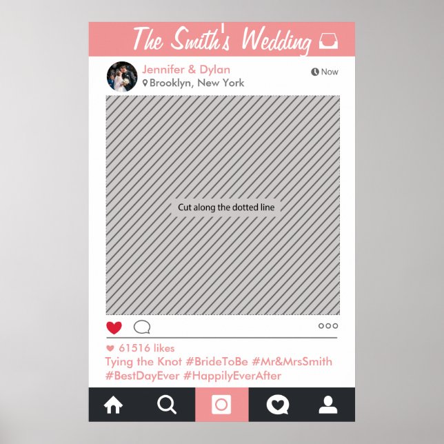 Póster Marco de redes sociales para fiesta Prop de foto (Frente)