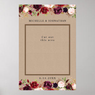 Póster Marco de selfie para foto floral de Kraft rústico