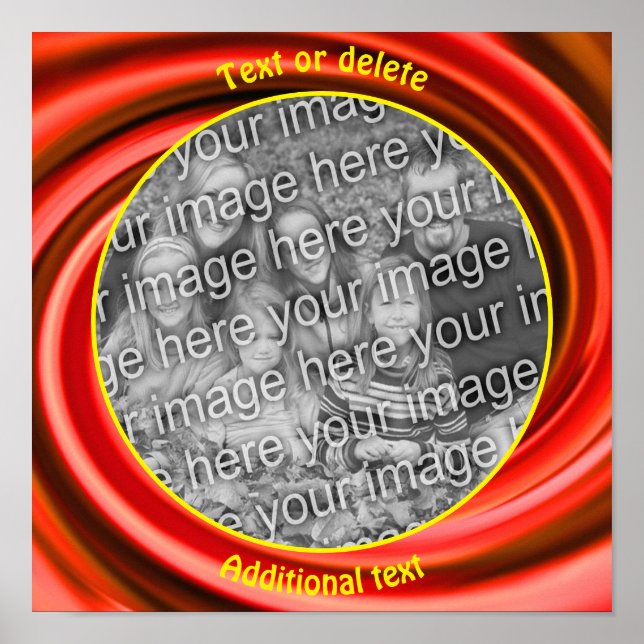 Póster Marco de Swirls Rojo Crea Tu Propia Foto (Frente)
