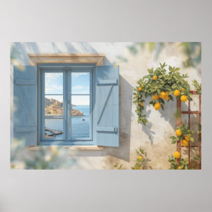 Póster marco de ventana mediterránea vista Costa Limón Ba