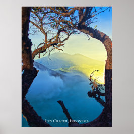 Póster Marco del estanque azul del cráter de azufre de mo