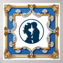 Póster Marco Dorado de Lujo Adornado con Perlas