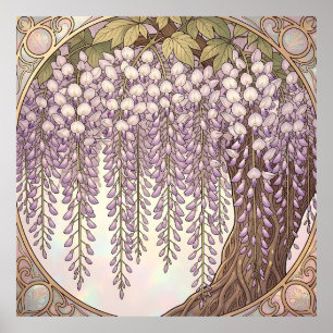 Póster Marco dorado floral Art Nouveau