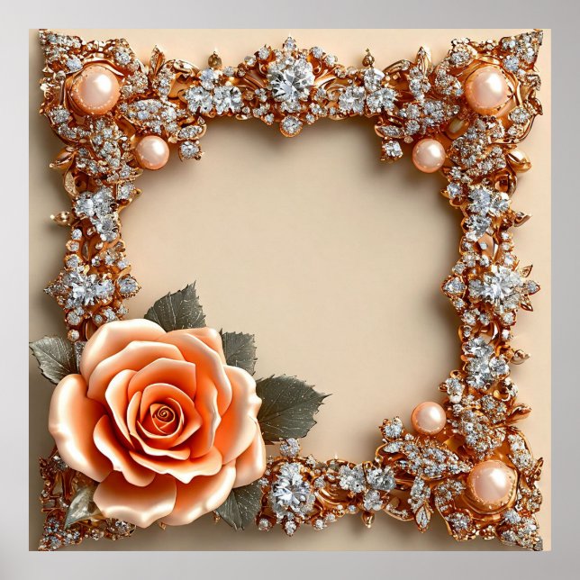 Póster marco floral boda (Frente)