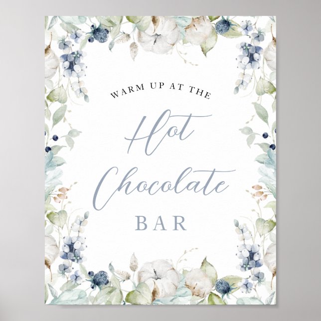 Póster Marco floral de invierno Chocolate caliente ducha  (Frente)