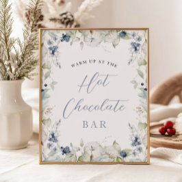 Póster Marco floral de invierno Chocolate caliente ducha 