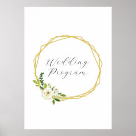 Póster Marco floral de Rosa Blanca de Lujo