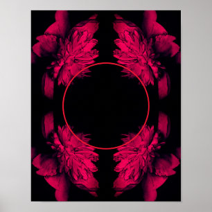 Póster Marco floral Peony de Fuchsia crea tu propia foto