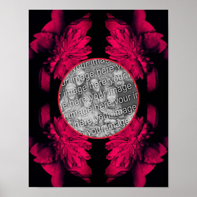 Póster Marco floral Peony de Fuchsia crea tu propia foto (Frente)