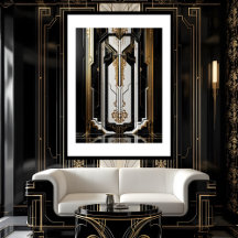 Marco geométrico Art Déco de oro 1920 negro blanco