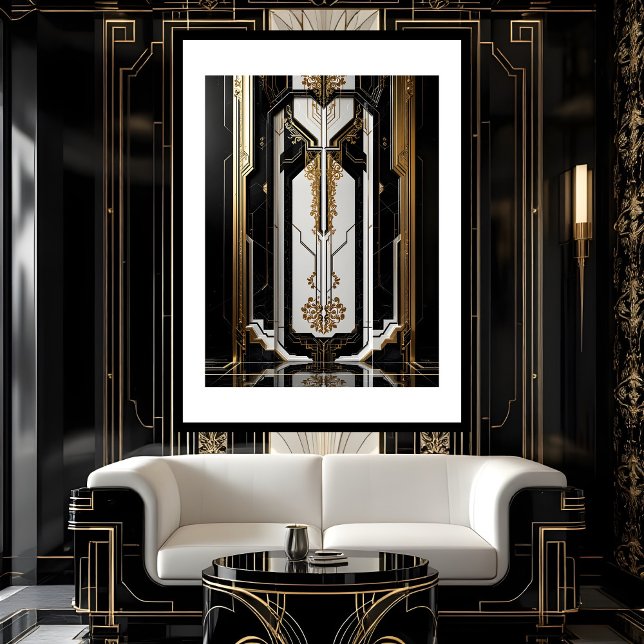 Póster Marco geométrico Art Déco de oro 1920 negro blanco (Subido por el creador)